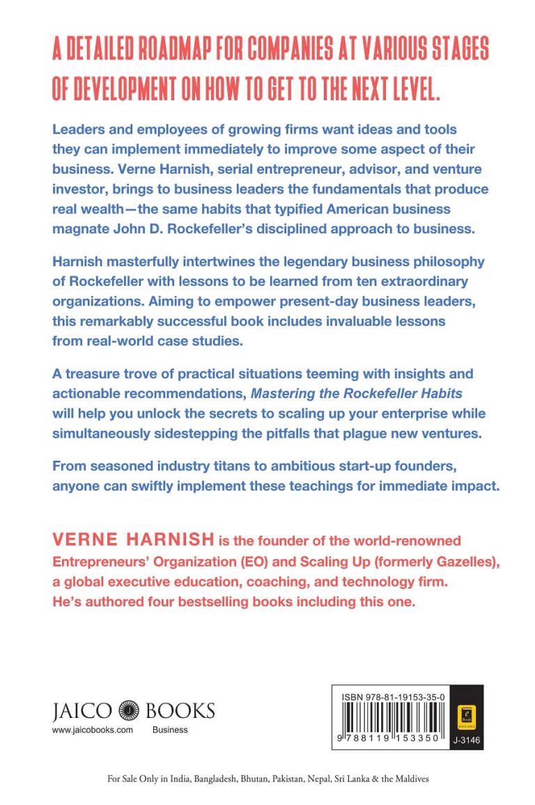Buy Mastering The Rockefeller Habits Th Anniversary Edition By Verne Harnish Online Jaico